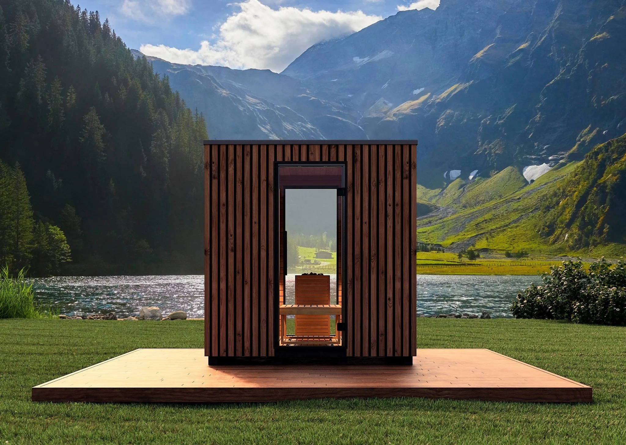 Auroom Garda Outdoor Cabin Sauna - Thermo-Pine - Image 3