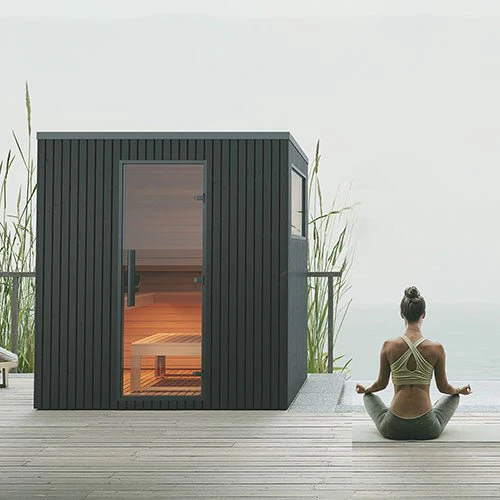Auroom Garda Outdoor Cabin Sauna - Black Thermo-Pine - Image 4