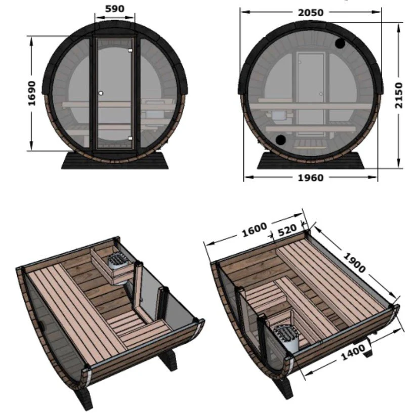 Camilla Barrel Sauna 2-3 Person - Image 24