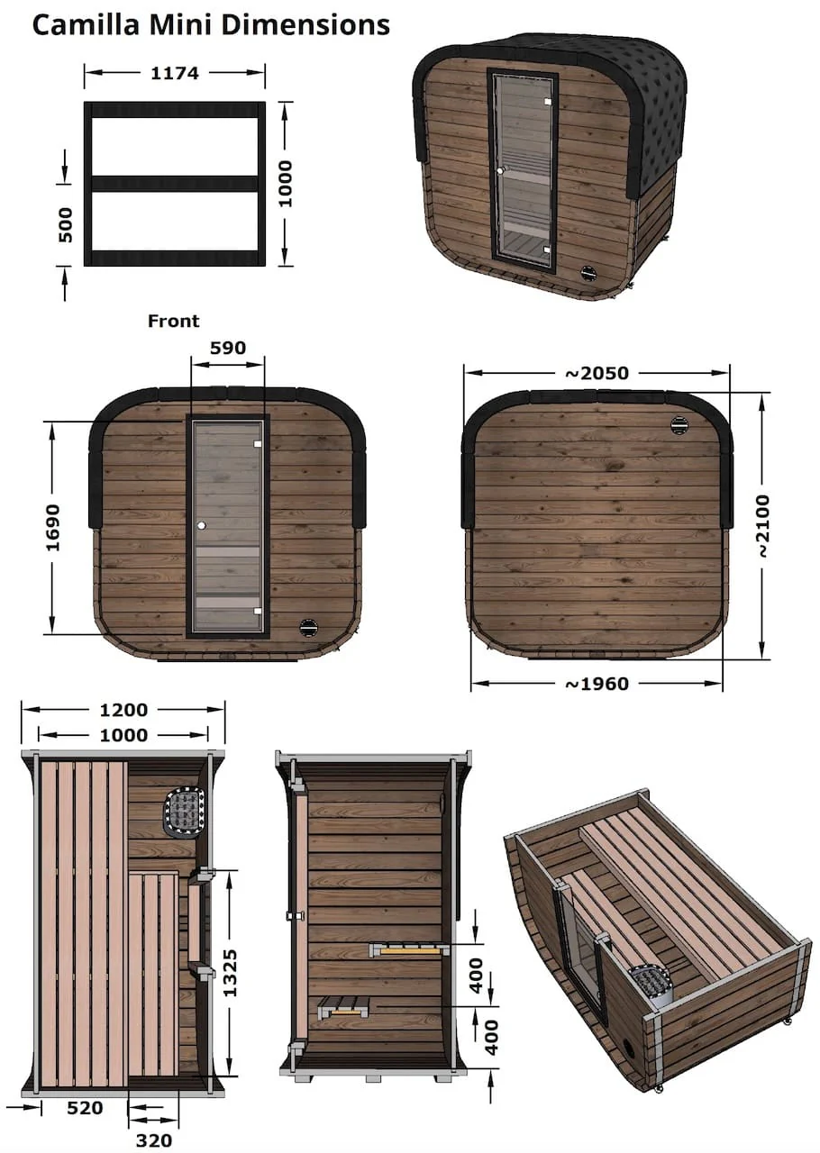 Camilla Mini Traditional Outdoor Sauna Complete Kit 2 Person - Image 19