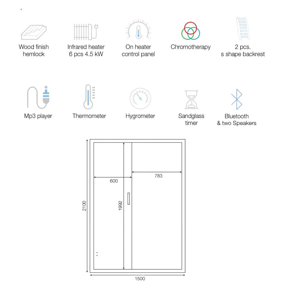Jaquar Kaya Infrared Sauna 2-3 Seater - Image 22