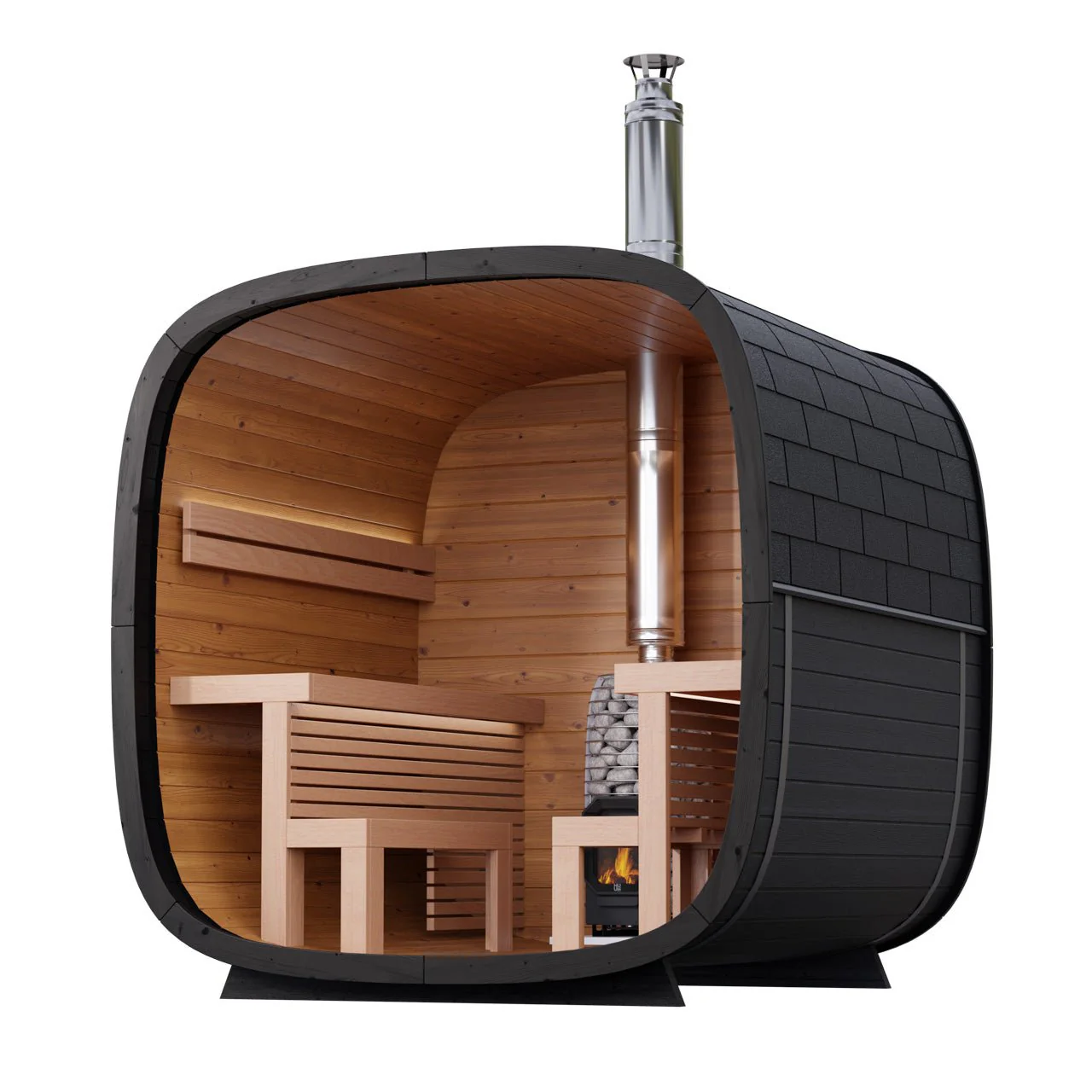 Leil® Black Cube Comfort 6-8 Person Outdoor Sauna - Image 4
