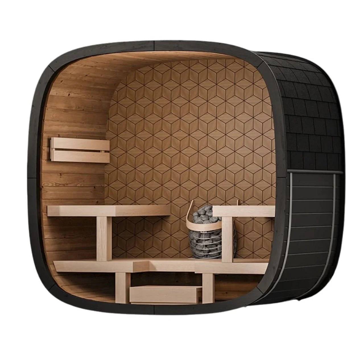 Leil® Black Cube Premium 4-6 Person Outdoor Sauna Kit - Image 3
