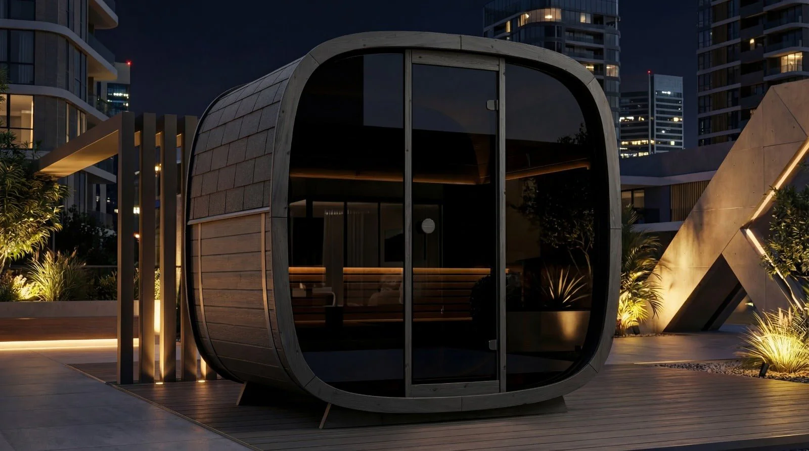 Leil® Black Cube Premium 4-6 Person Outdoor Sauna Kit - Image 7