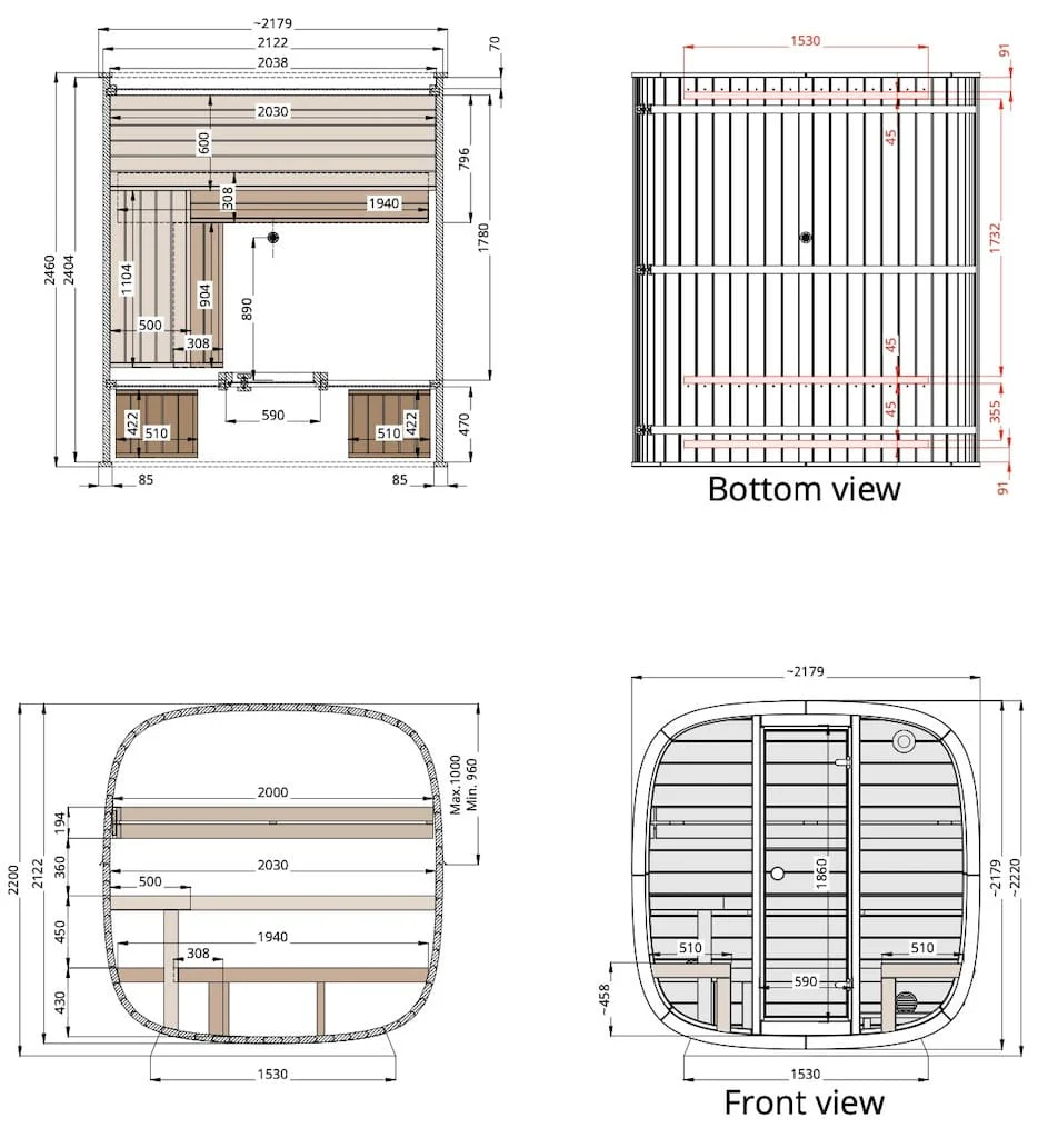 Leil® Dice Comfy 4 to 5 Person Outdoor Sauna - Image 19