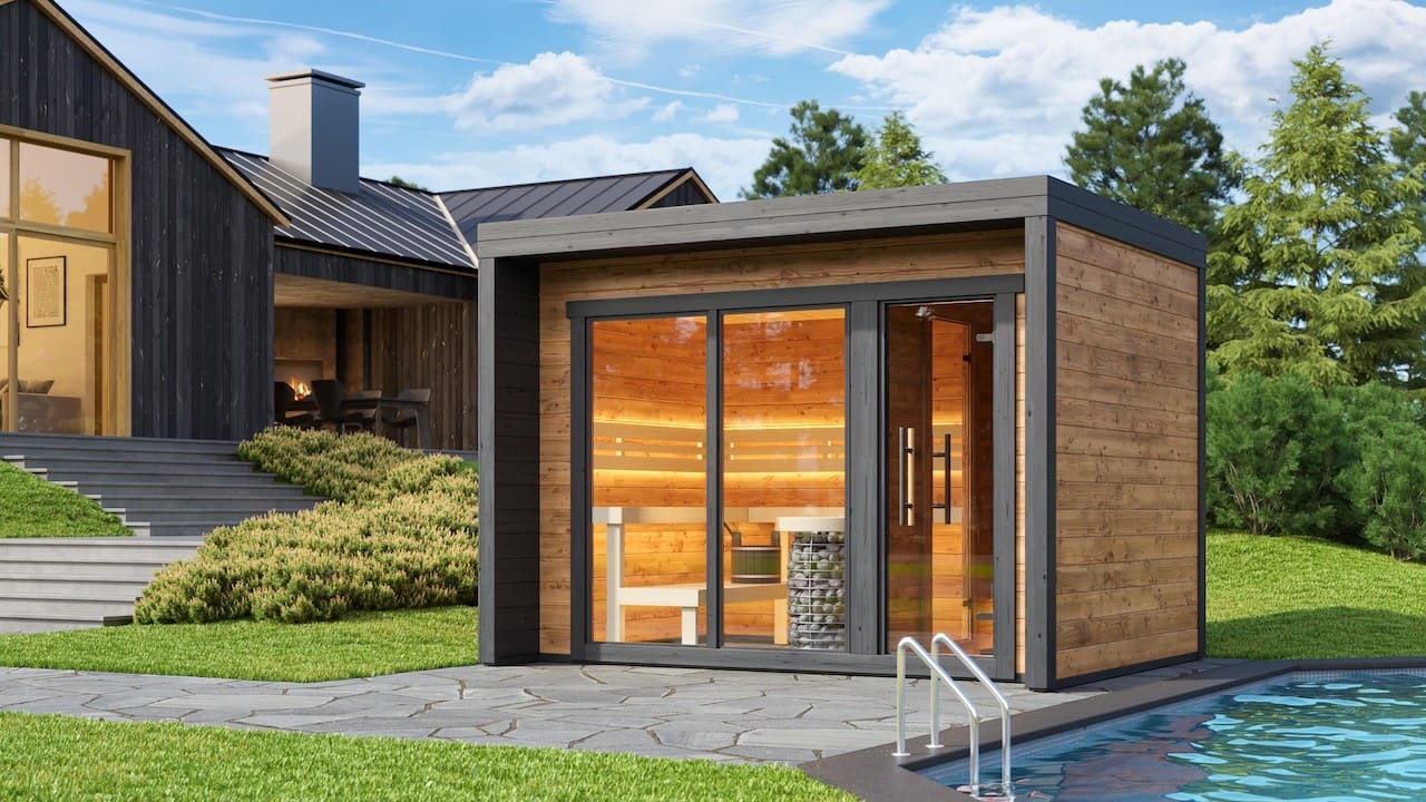 Leil® Patio M 5 Person Outdoor Sauna with Changing Room - Image 3