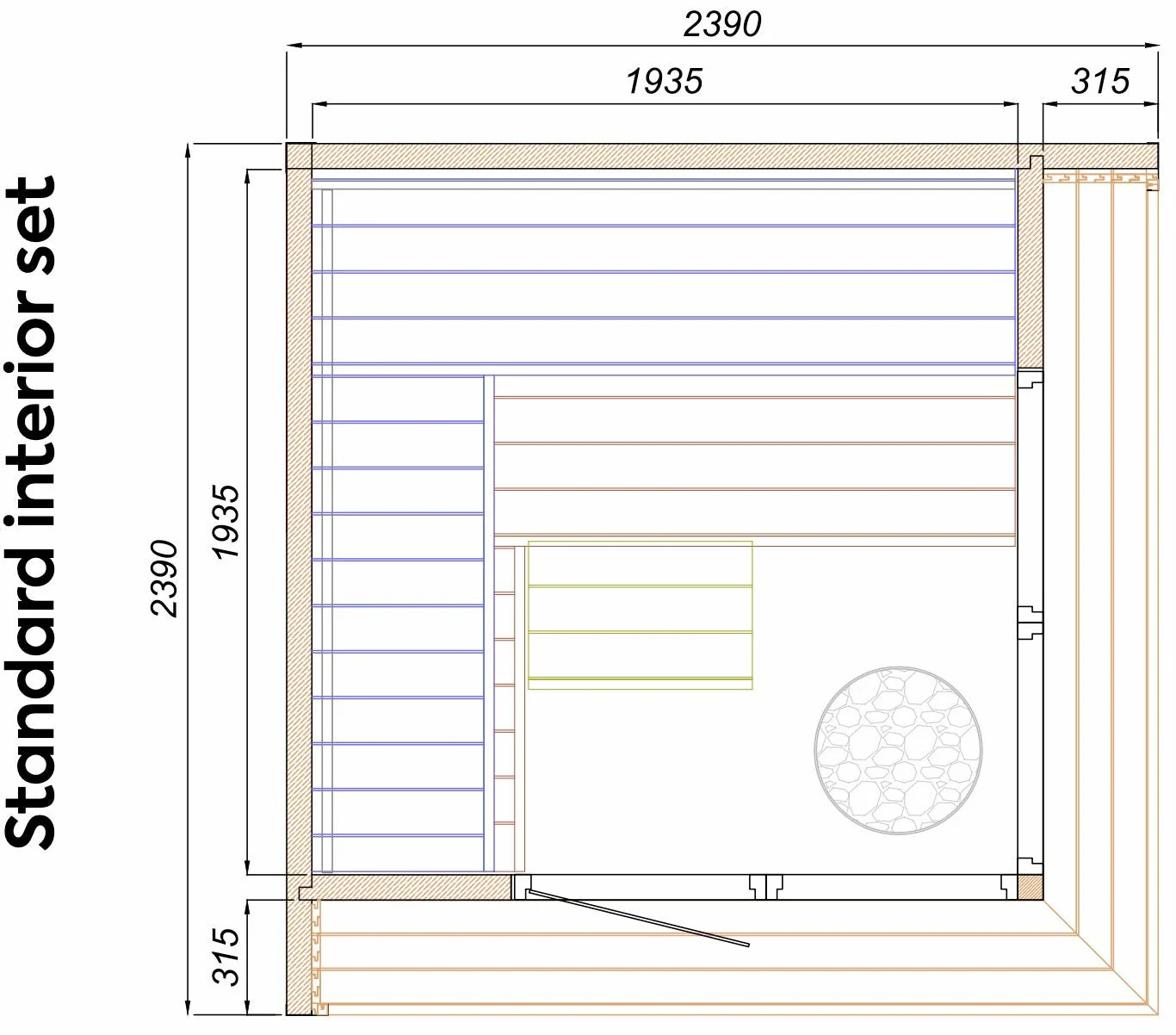 Leil® Primo Corner 4 Person Outdoor Sauna - Image 13