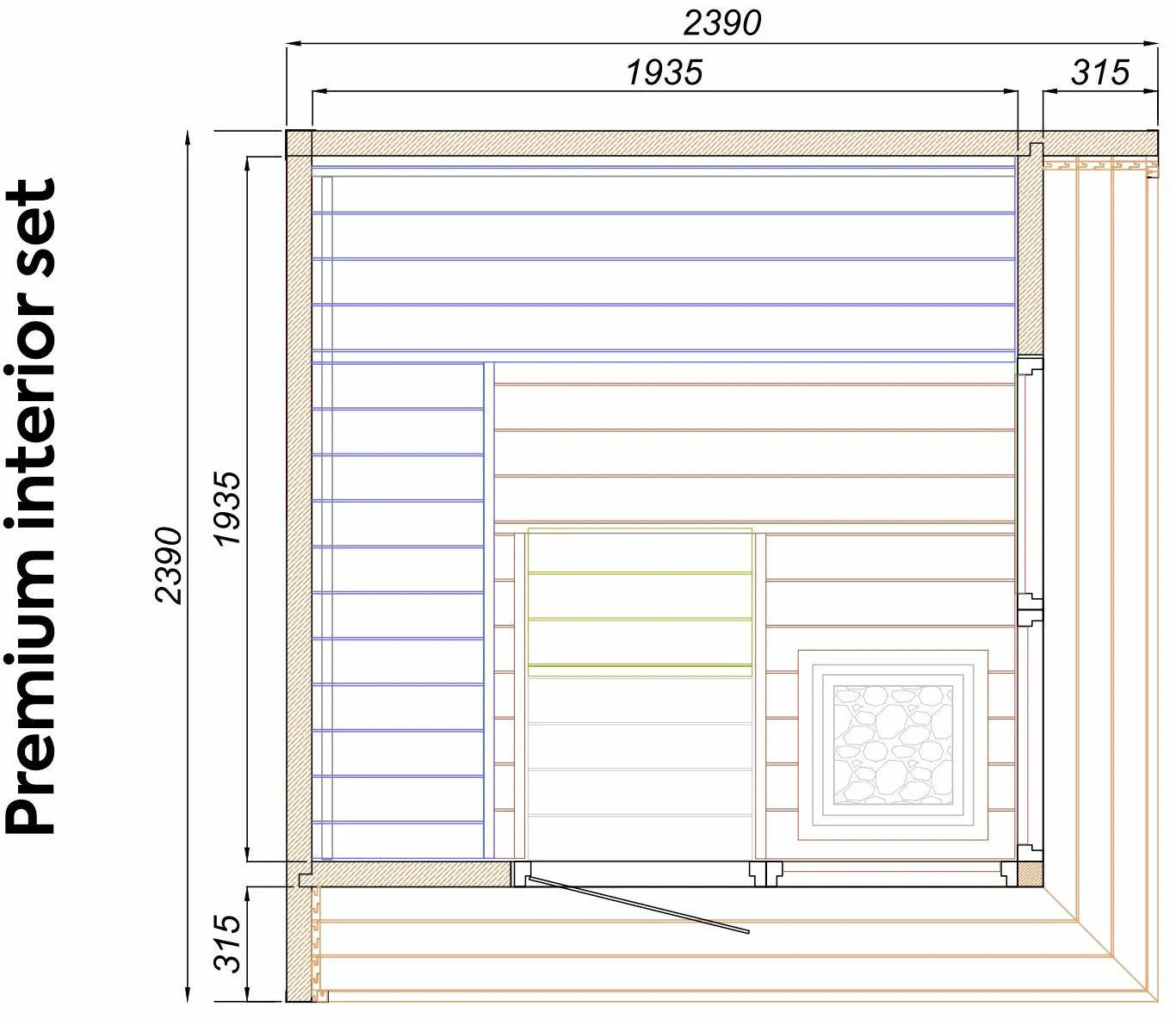 Leil® Primo Corner 4 Person Outdoor Sauna - Image 14
