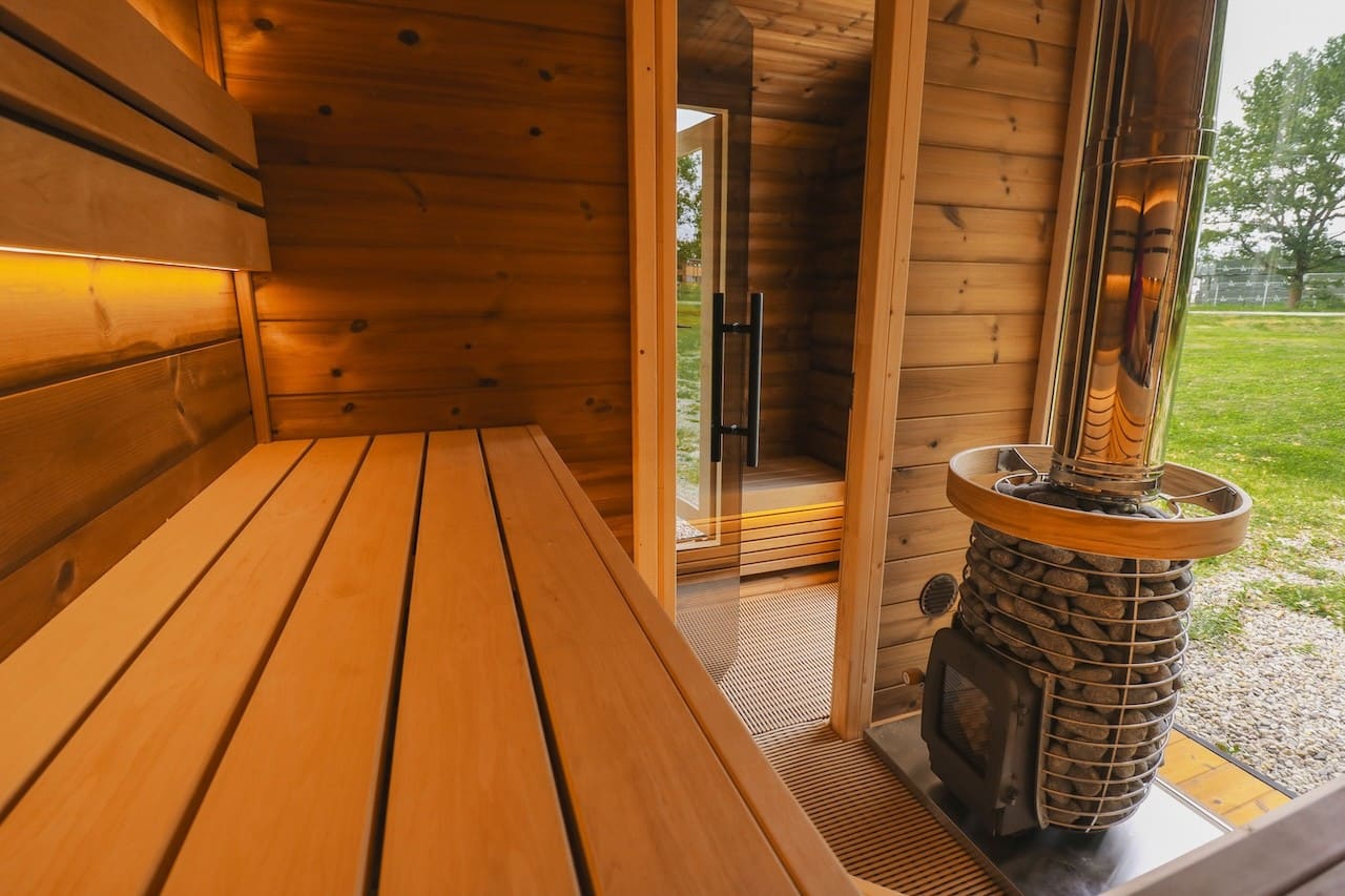 Leil® Round Cube Double Outdoor Sauna with Changing Room 5-6 Person - Image 10