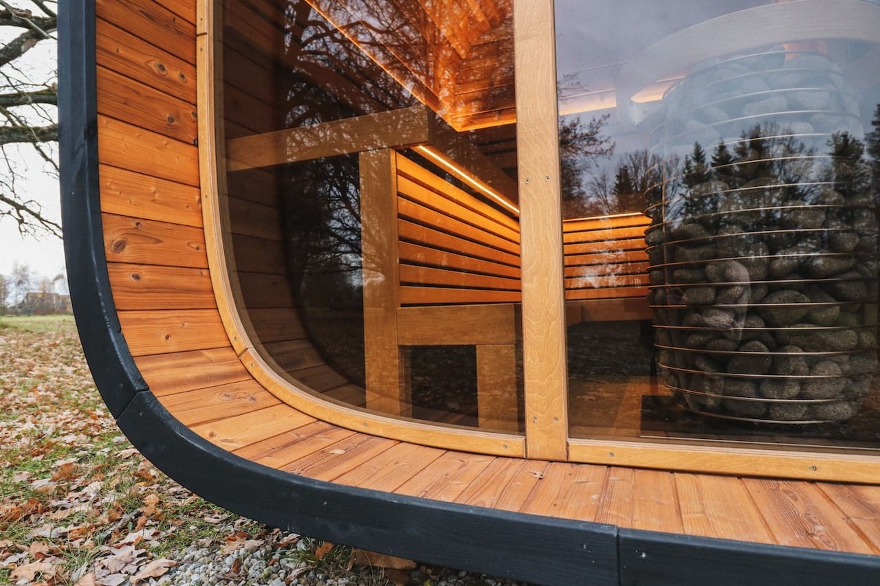 Leil® Round Cube Double Outdoor Sauna with Changing Room 5-6 Person - Image 15
