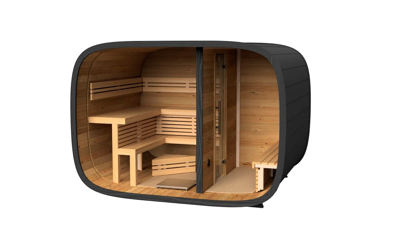 Leil® Round Cube Double Outdoor Sauna with Changing Room 5-6 Person - Image 18