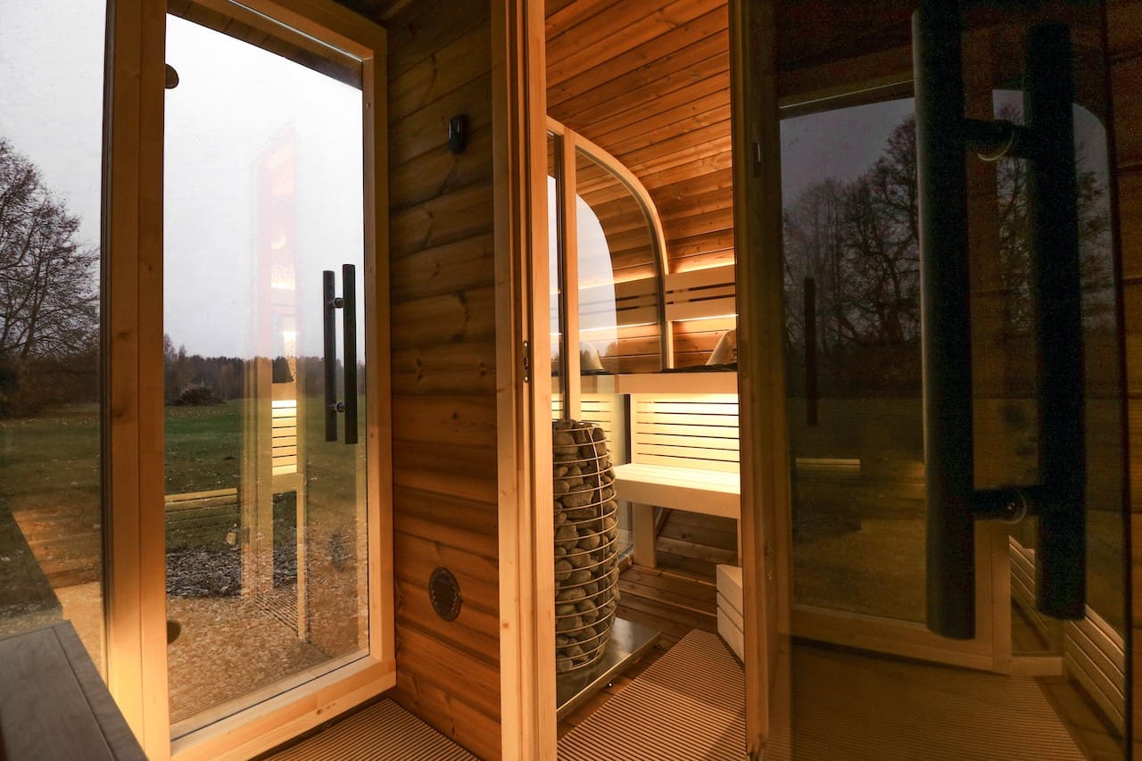 Leil® Round Cube Double Outdoor Sauna with Changing Room 5-6 Person - Image 23