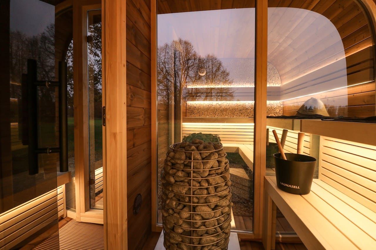 Leil® Round Cube Double Outdoor Sauna with Changing Room 5-6 Person - Image 25
