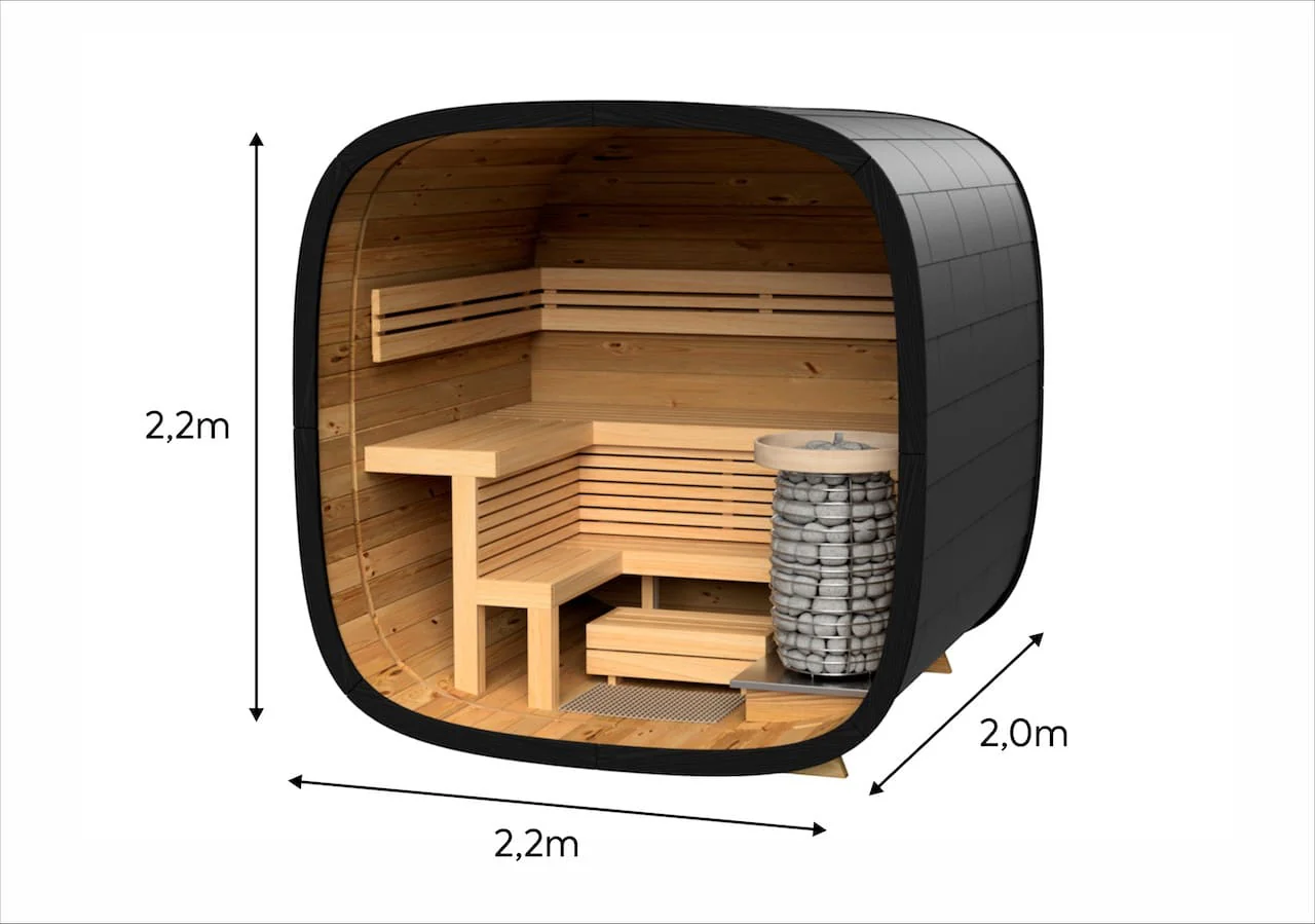 Leil® Round Cube Mini Outdoor Sauna 4-5 Person - Image 4