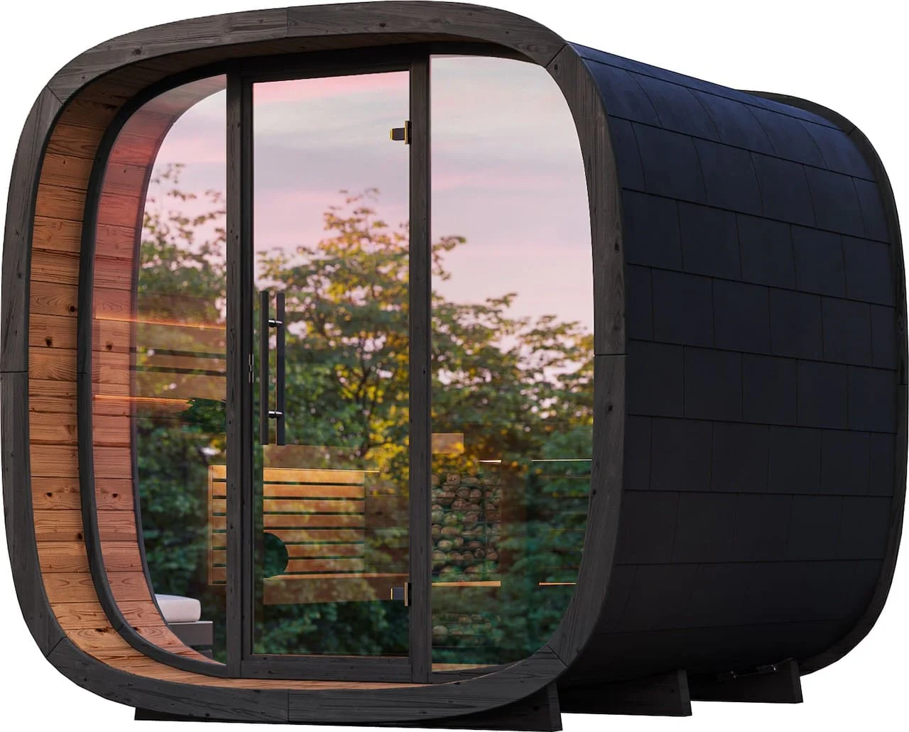 Leil® Round Cube Mini Outdoor Sauna 4-5 Person - Image 8