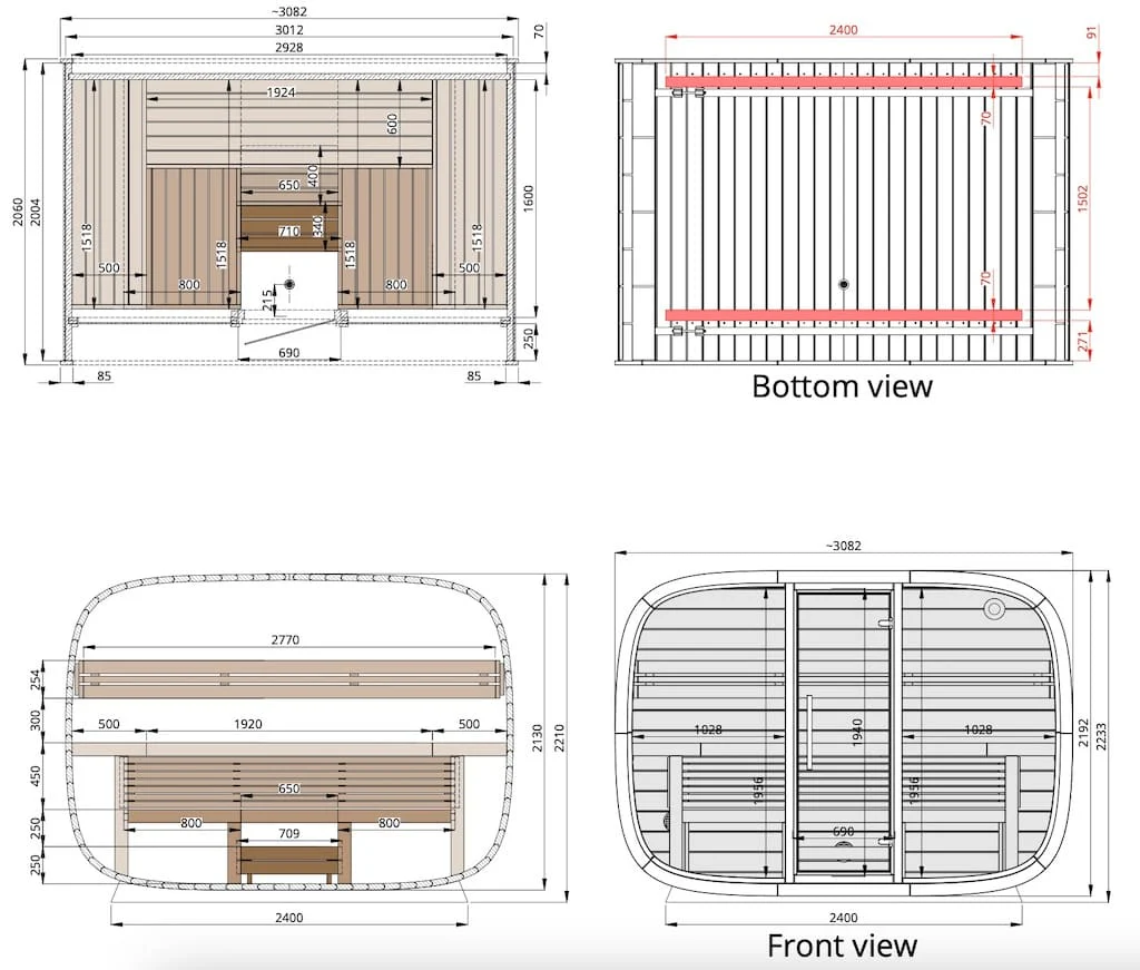 Leil® Round Cube Relax Outdoor Sauna 6 Person - Image 9