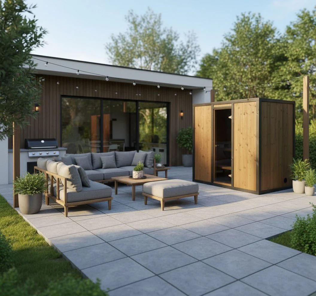 Modus Outdoor Sauna 3-4 Person with Harvia Cilindro PC70 Heater and Stones - Kit - Image 8