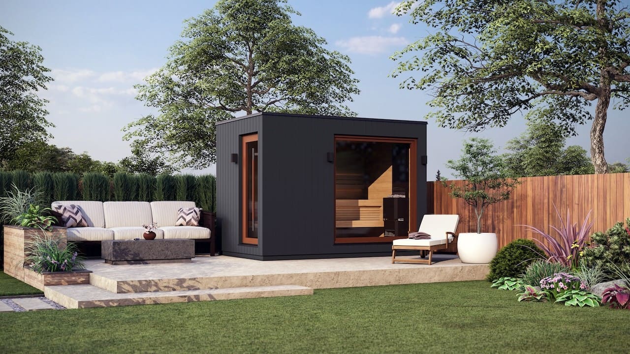 Saunum AirCube Double Outdoor Sauna 5 Seater with Changing Room - Image 12