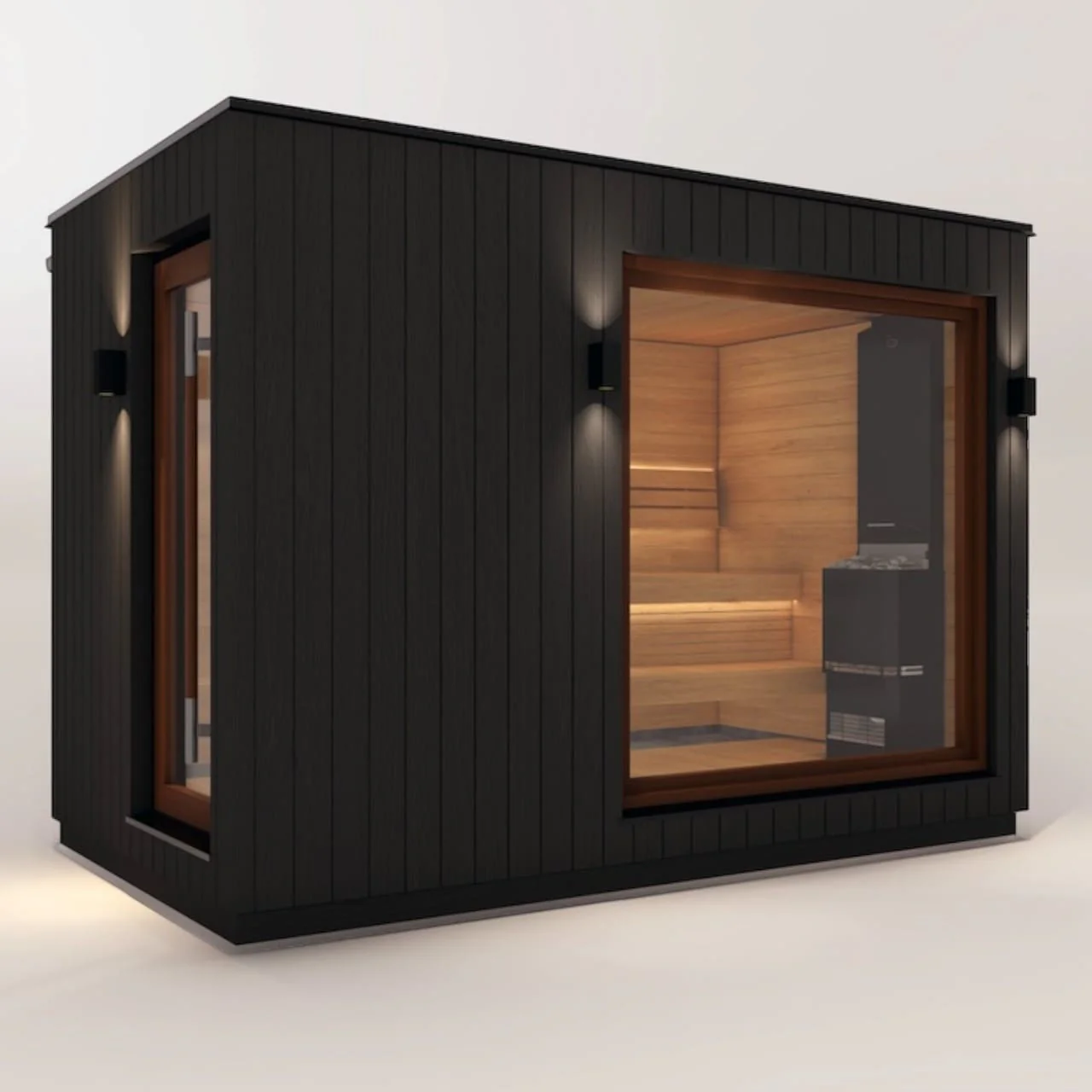 Saunum AirCube Double Outdoor Sauna 5 Seater with Changing Room - Image 3