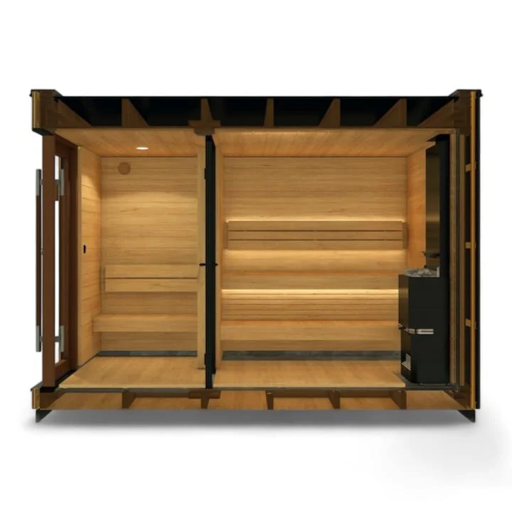 Saunum AirCube Double Outdoor Sauna 5 Seater with Changing Room - Image 4