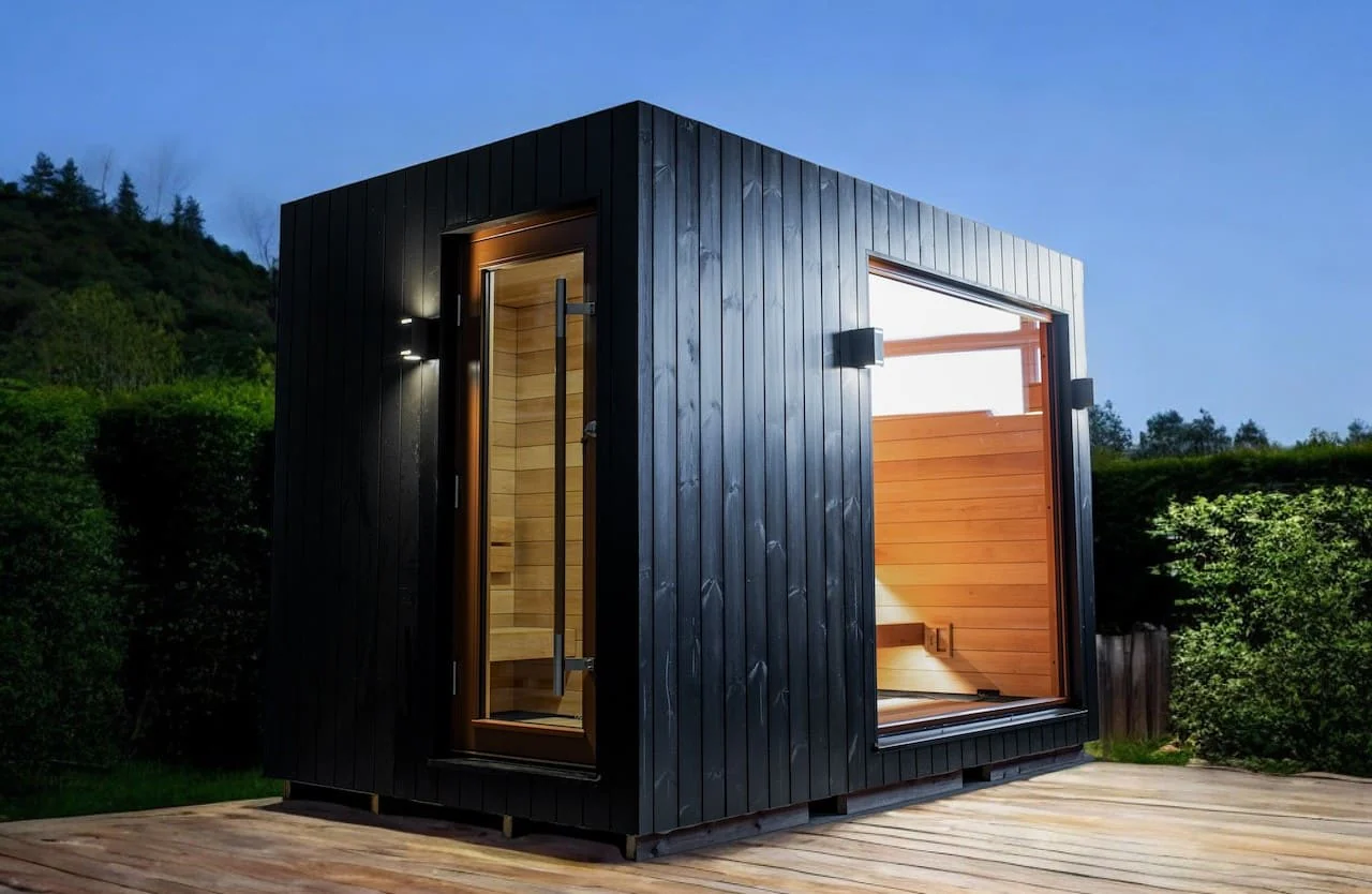 Saunum AirCube Double Outdoor Sauna 5 Seater with Changing Room - Image 8