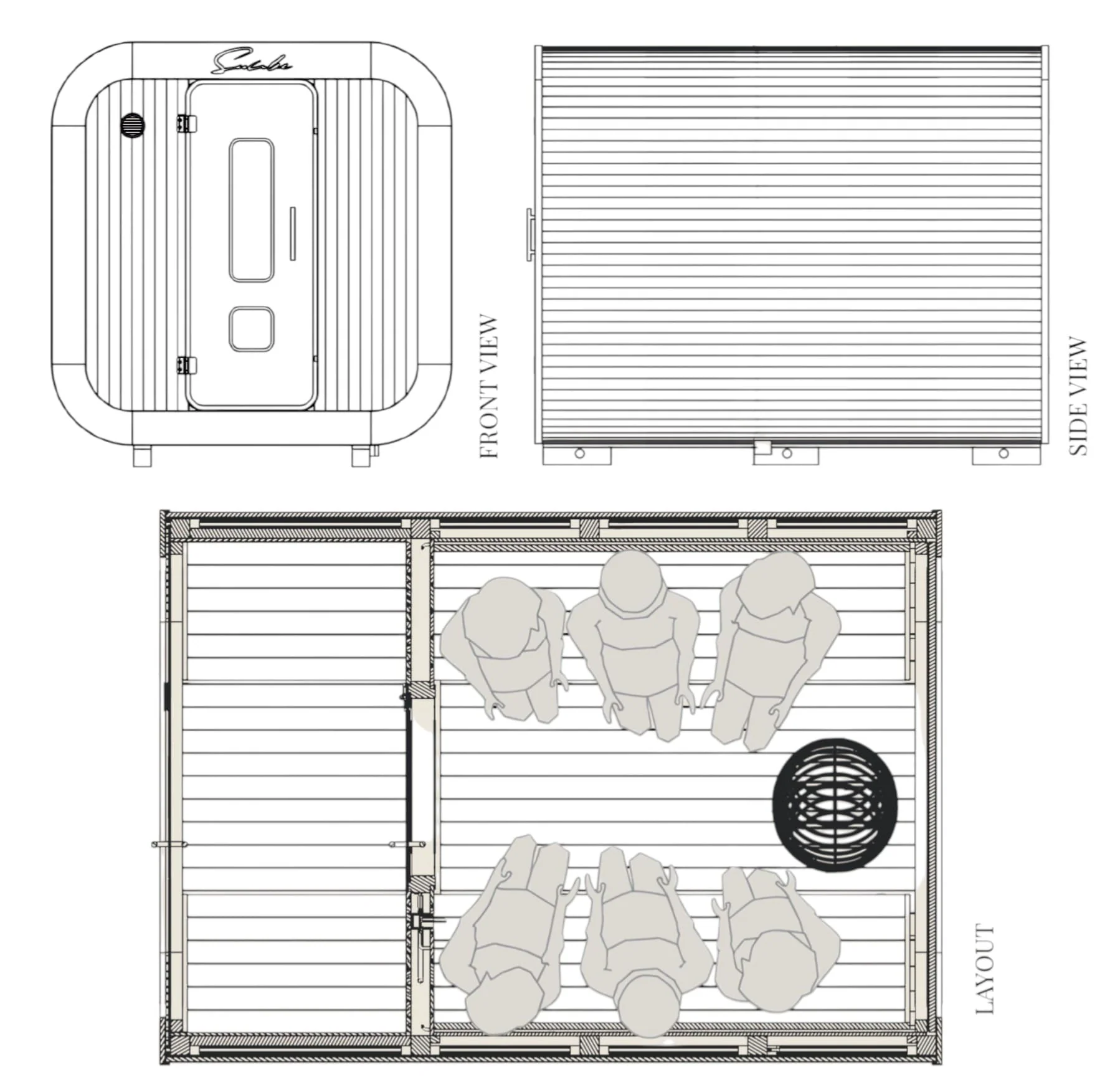 SunCube L 4-6 Person Outdoor Sauna with Changing Room - Image 16