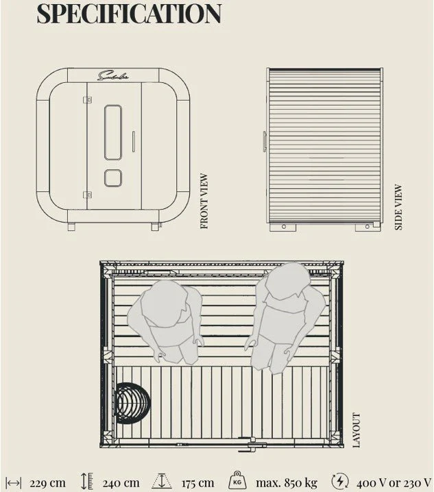 SunCube S 2-4 Person Outdoor Sauna - Image 15